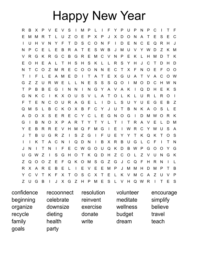 Happy New Year Word Search