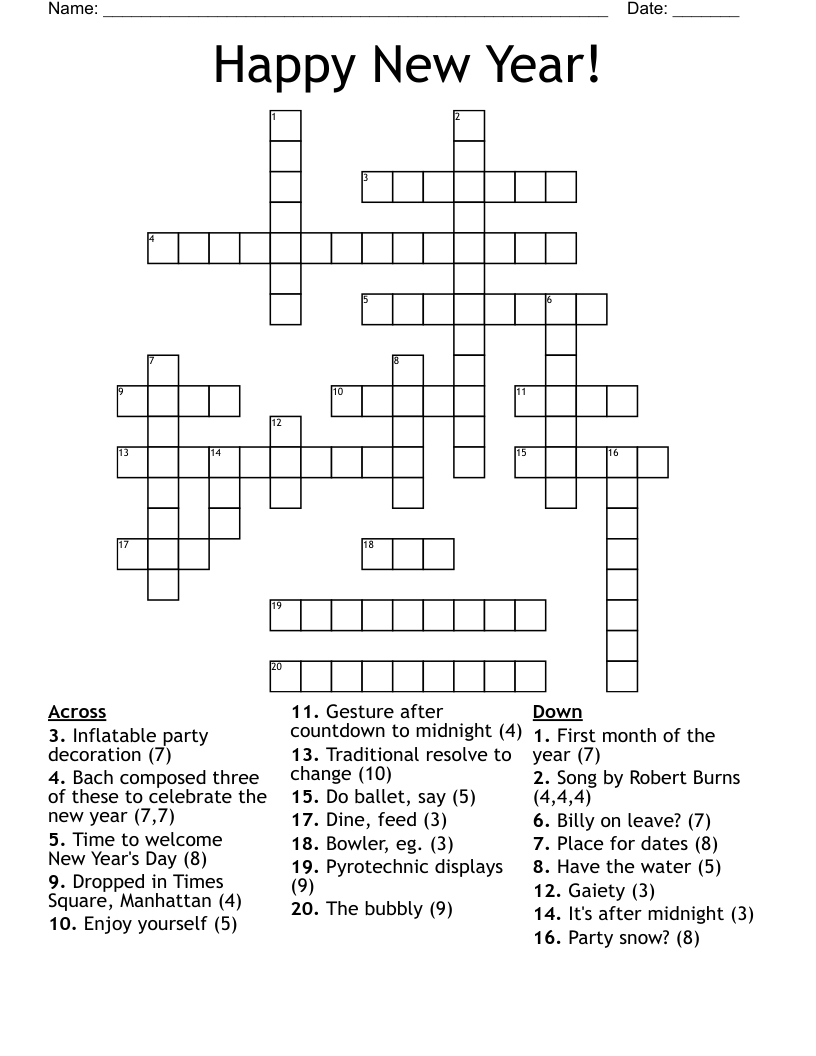 Happy New Year! Crossword