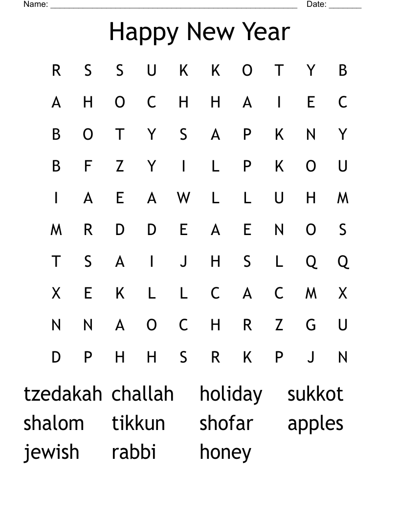 Happy New Year Word Search