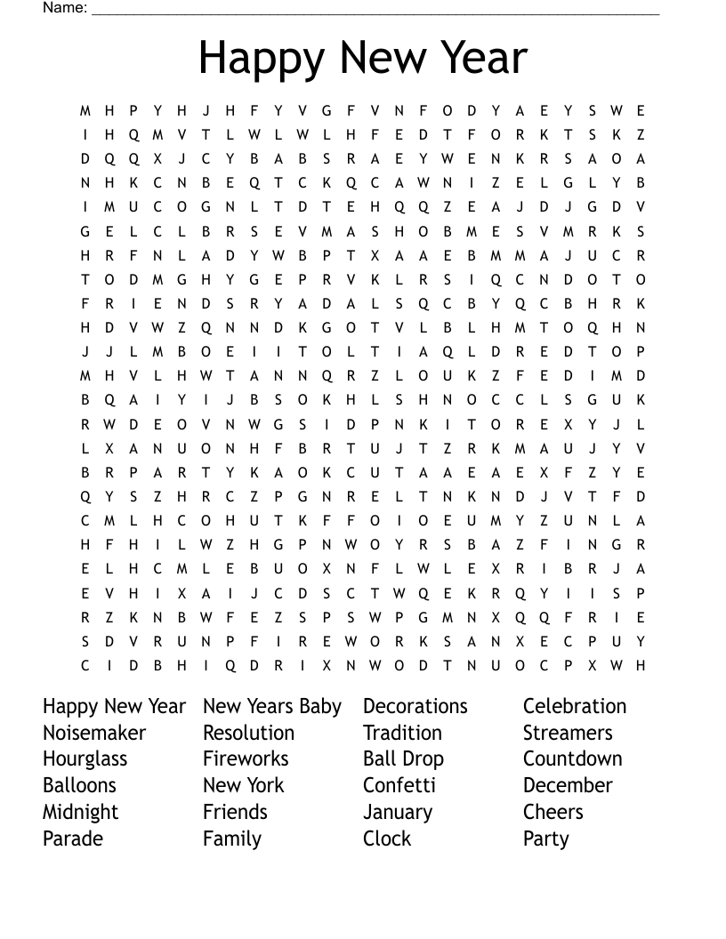 Happy New Year Word Search