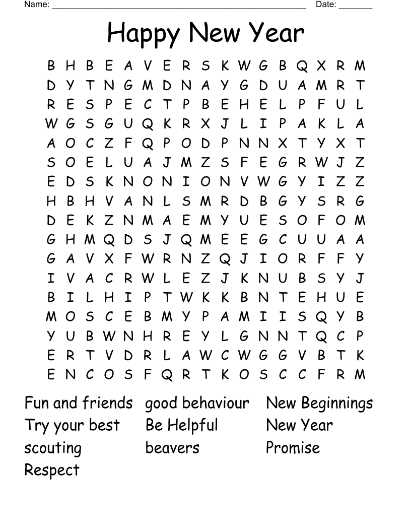Happy New Year Word Search