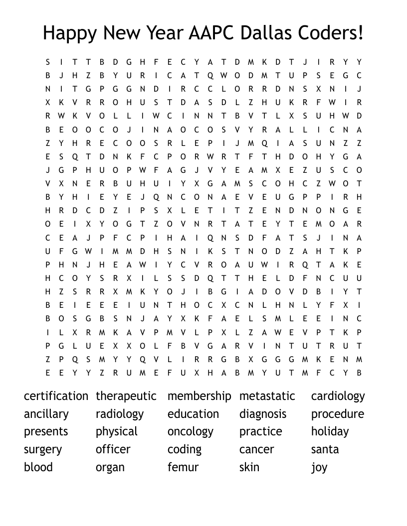 Happy New Year AAPC Dallas Coders! Word Search