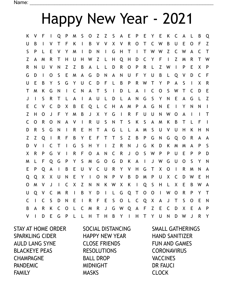 Happy New Year - 2021 Word Search