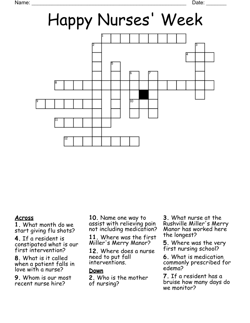 Happy Nurses' Week Crossword