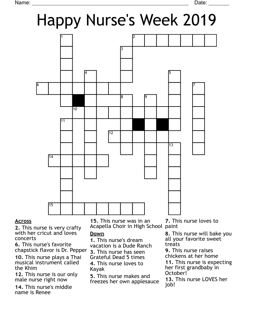 Happy Nurse's Week 2019 Crossword