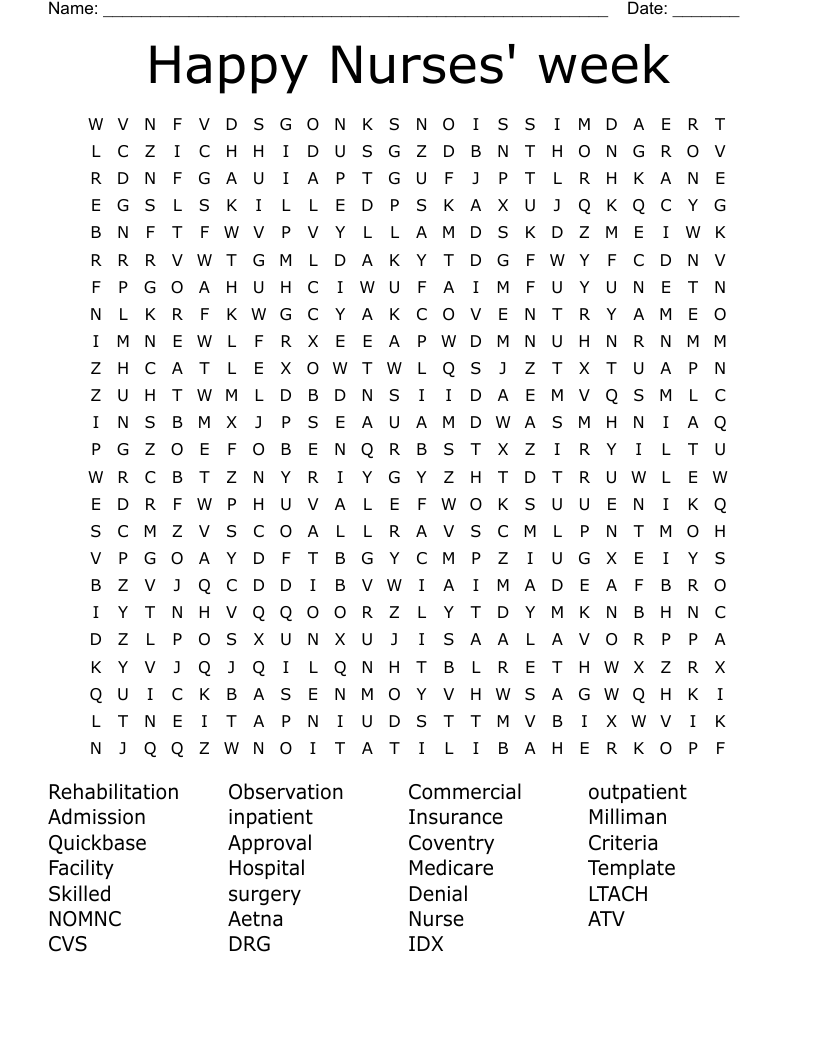 Happy Nurses' week  Word Search