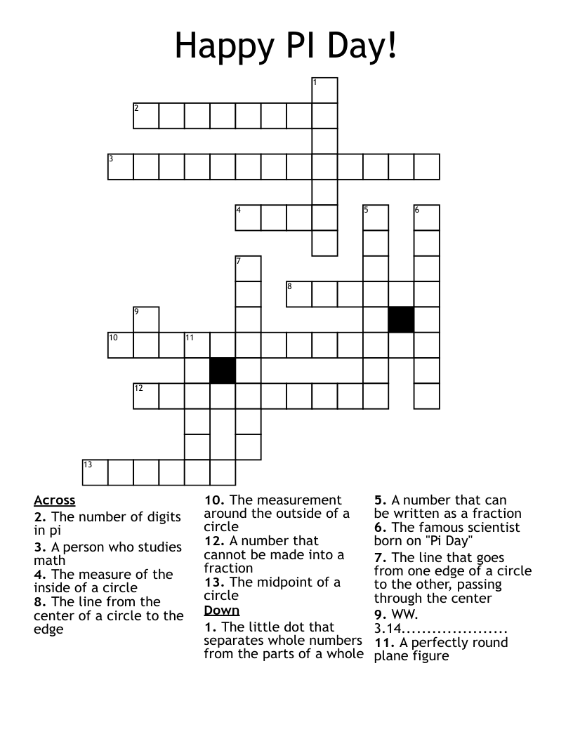 Happy PI Day! Crossword