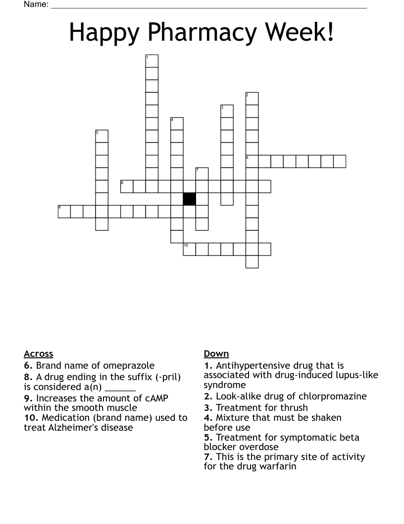 Happy Pharmacy Week! Crossword