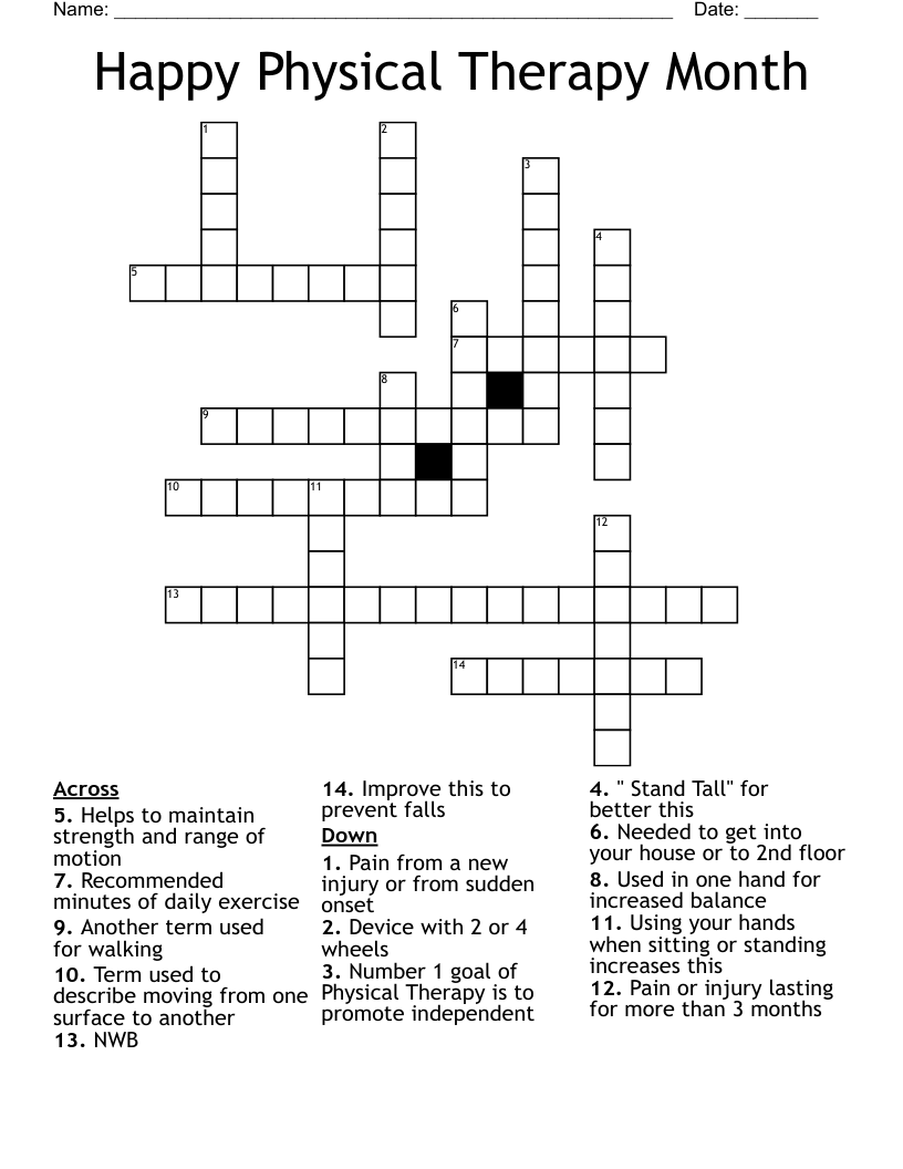 Happy Physical Therapy Month Crossword