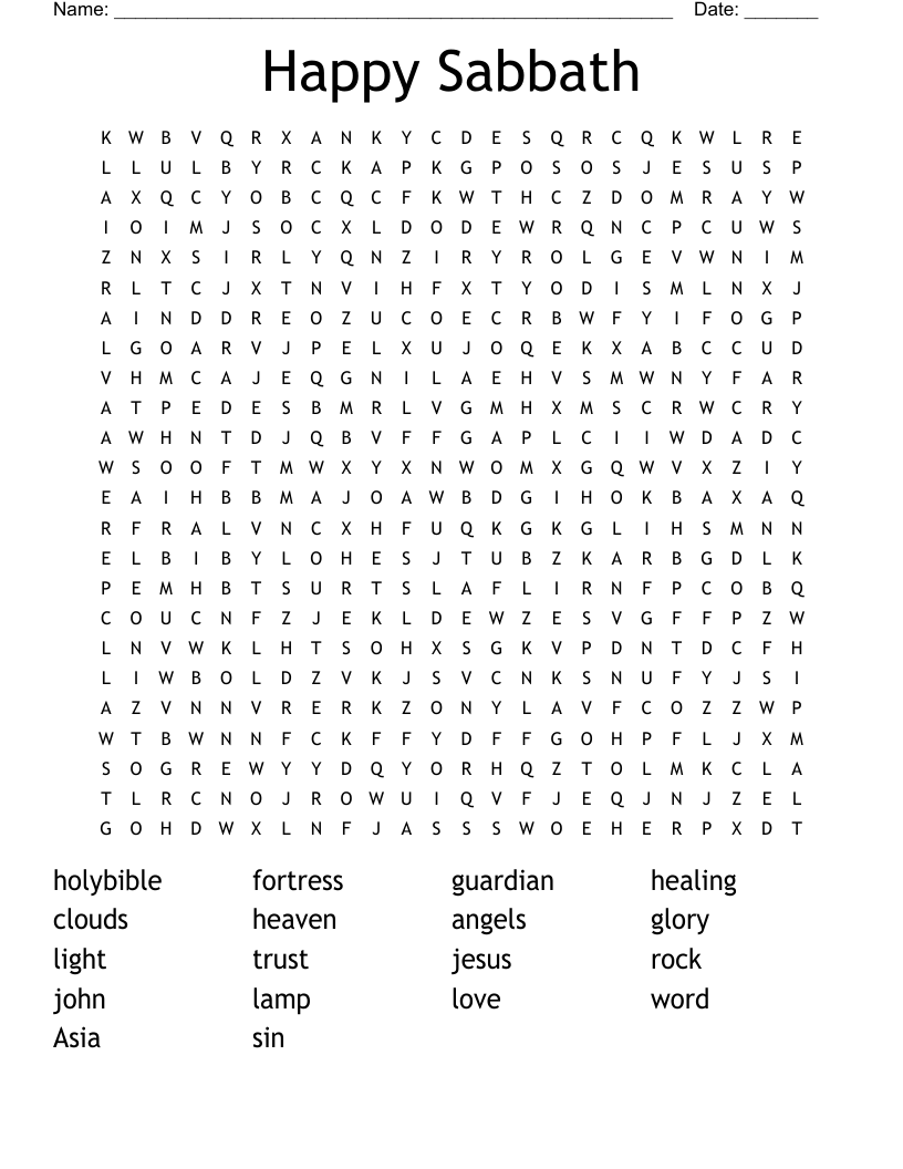 Happy Sabbath Word Search