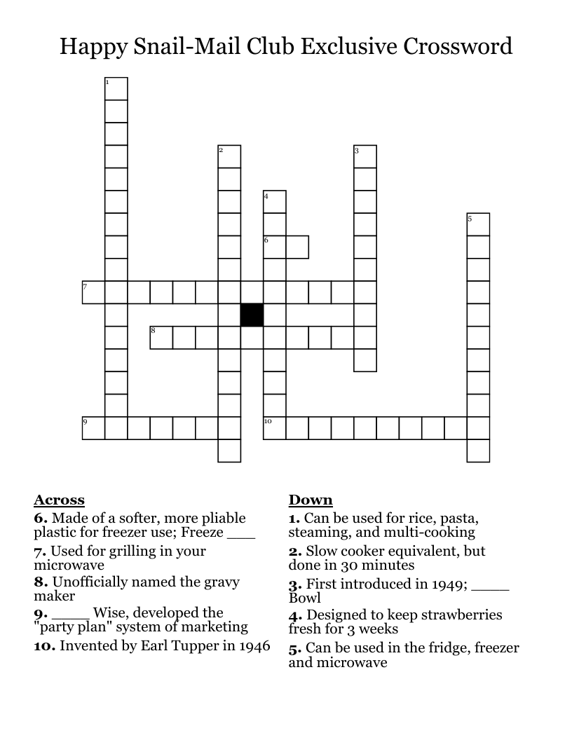 Happy Snail-Mail Club Exclusive Crossword