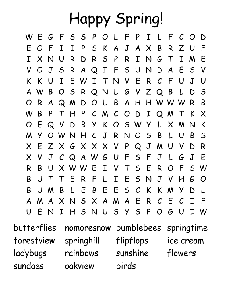 Happy Spring! Word Search