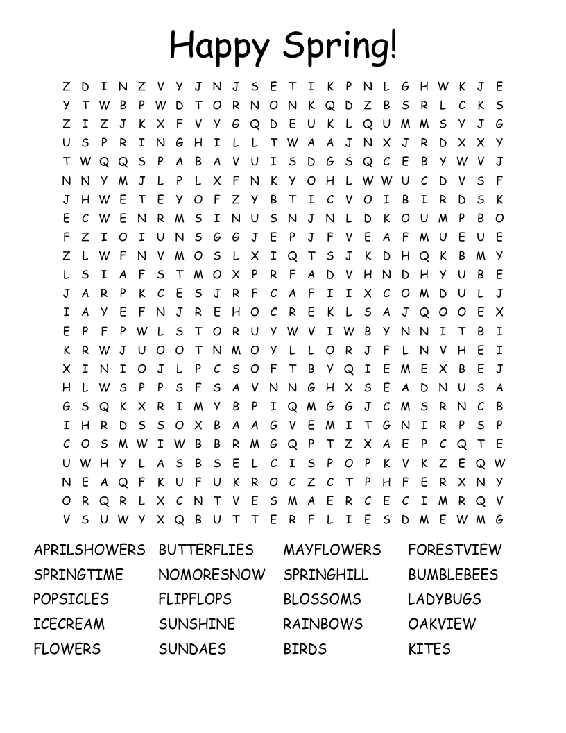 Happy Spring! Word Search