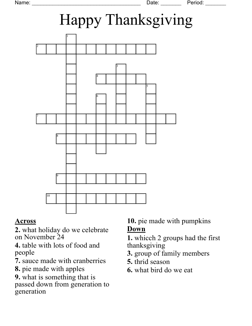 Happy Thanksgiving  Crossword