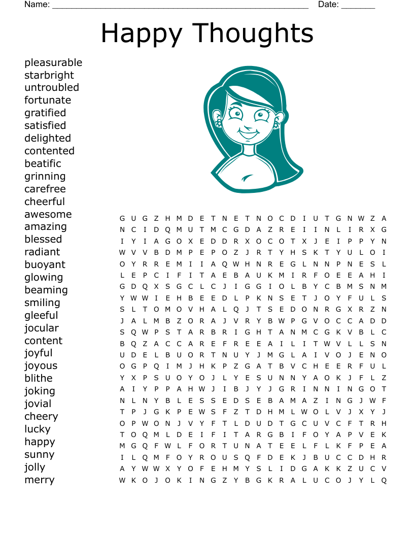 Happy Thoughts Word Search