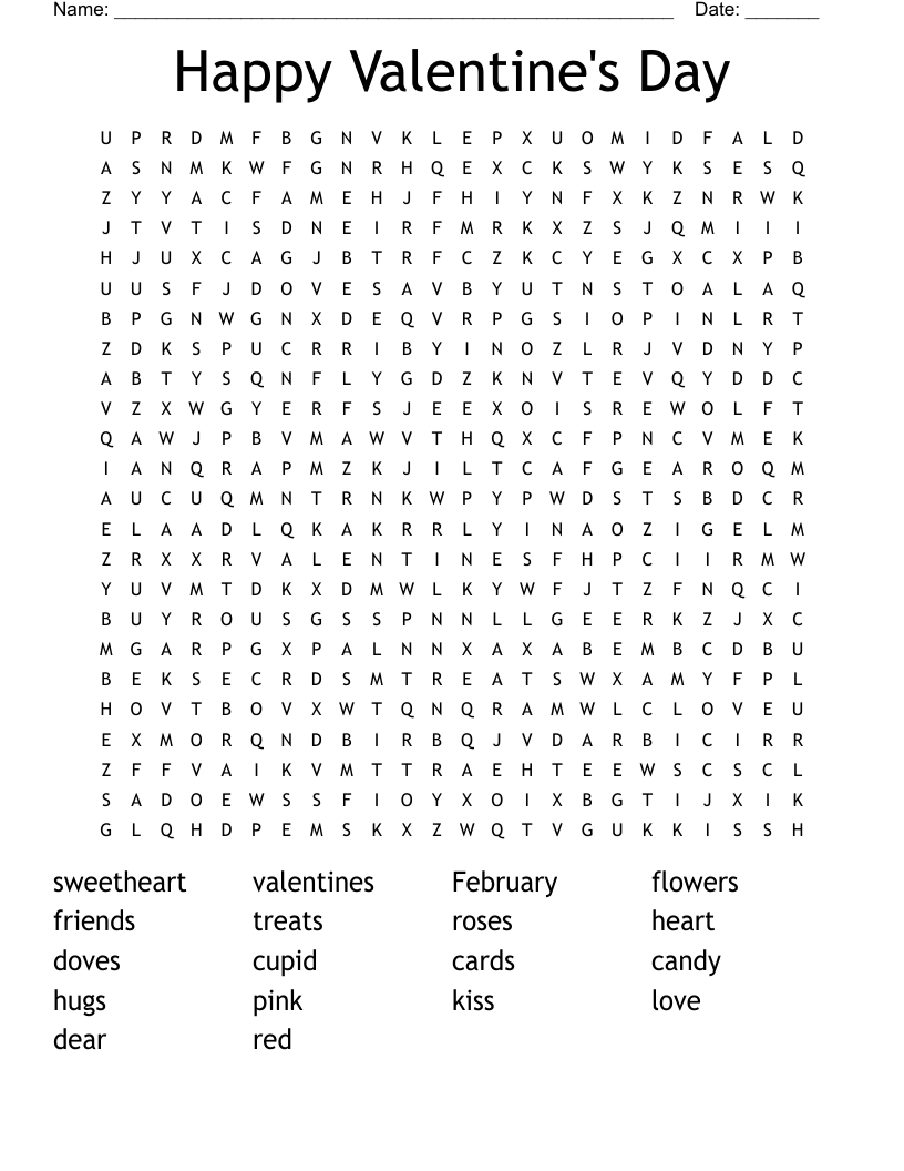 Happy Valentine's Day Word Search