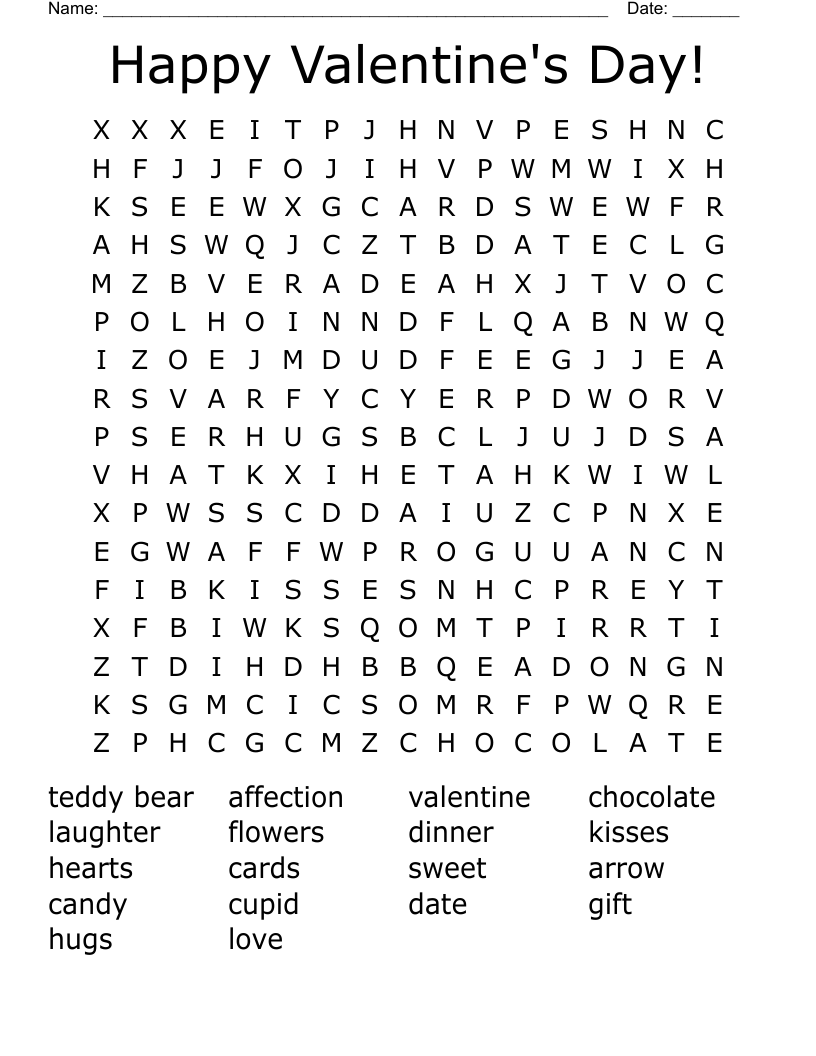 Happy Valentine's Day! Word Search