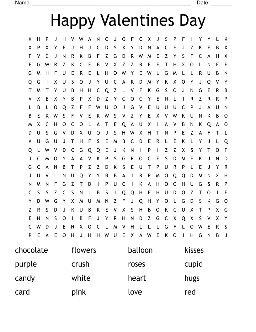 Happy Valentines Day Word Search