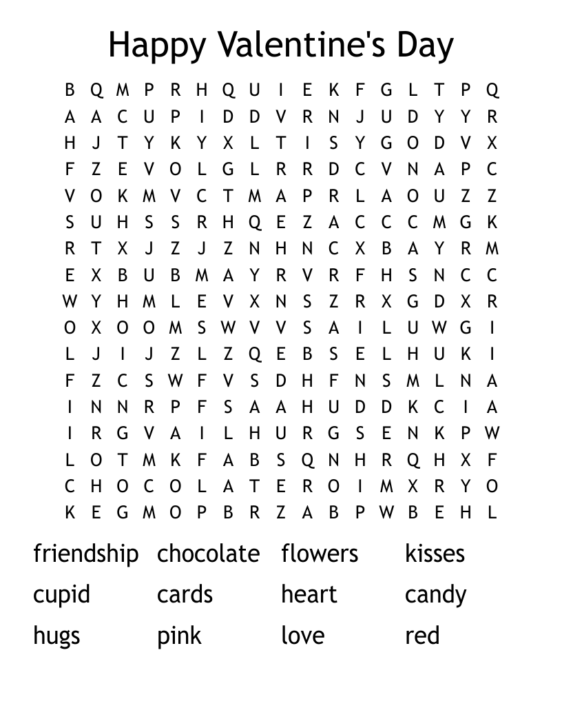 Happy Valentine's Day Word Search