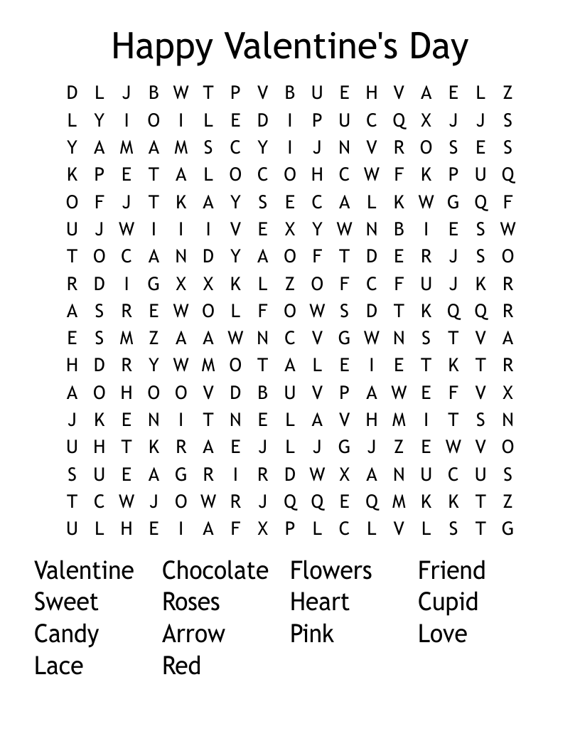 Happy Valentine's Day Word Search