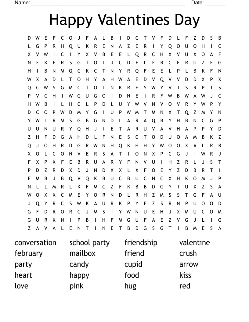 Happy Valentines Day Word Search