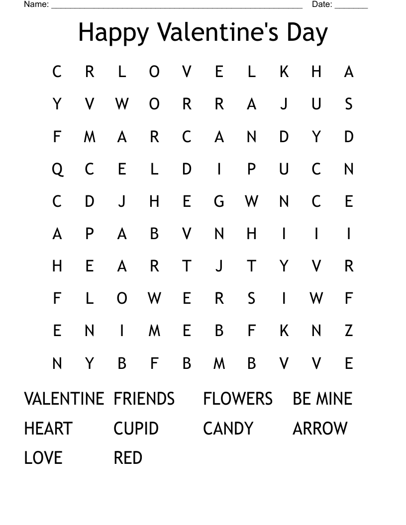 Happy Valentine's Day Word Search