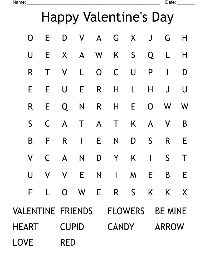 Happy Valentine's Day Word Search