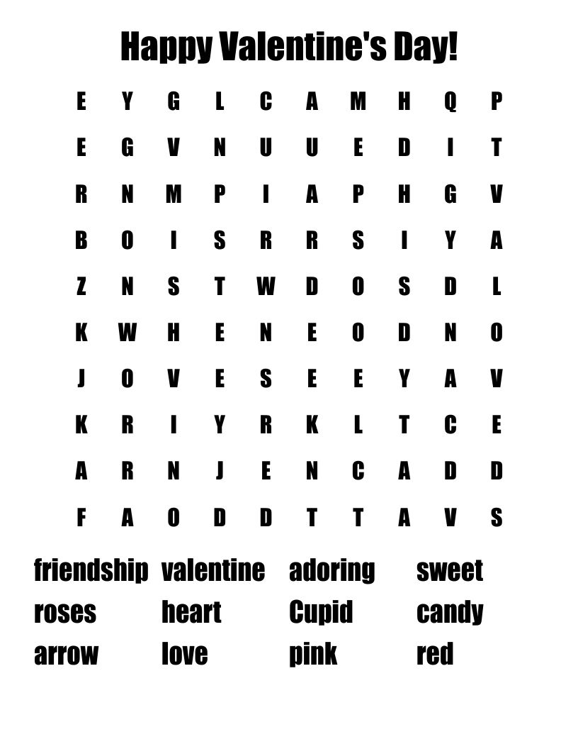 Happy Valentine's Day! Word Search