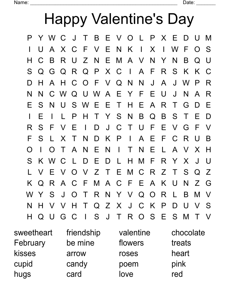 Happy Valentine's Day Word Search