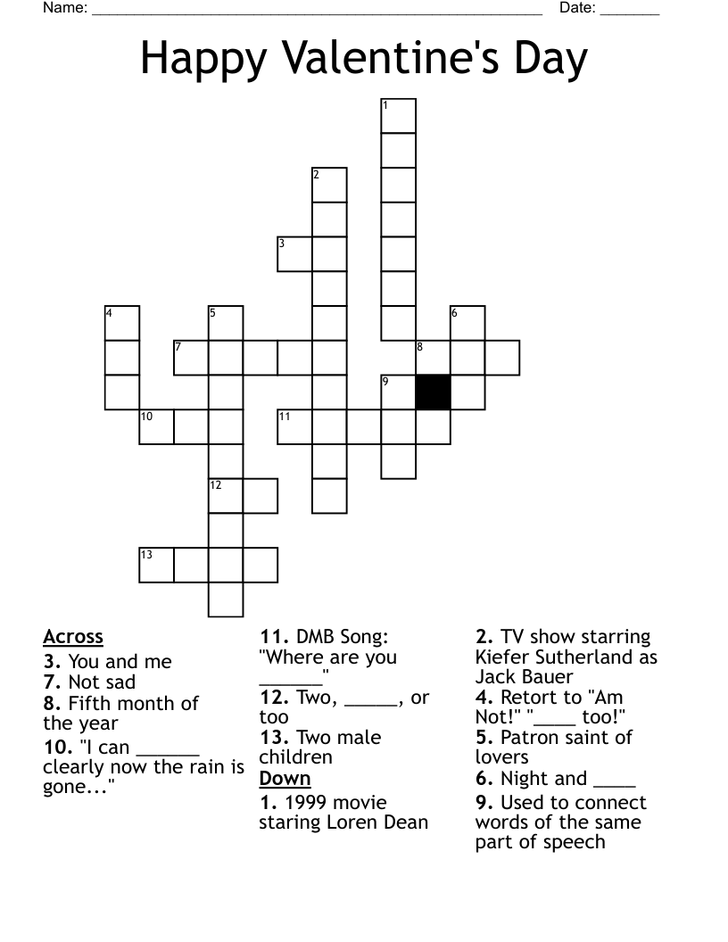 Happy Valentine's Day Crossword
