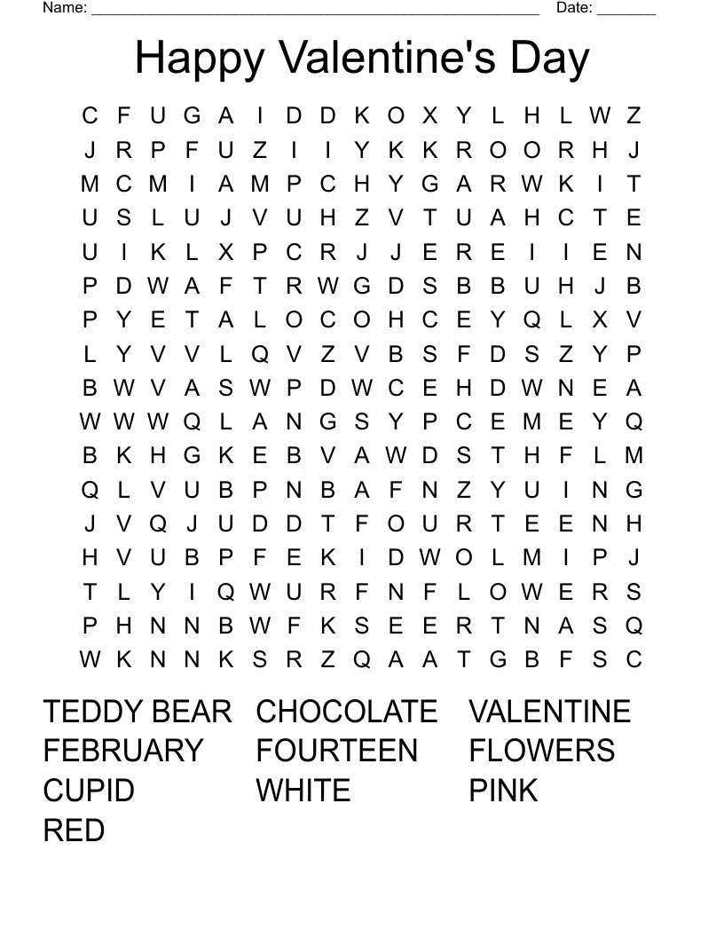 Happy Valentine's Day Word Search