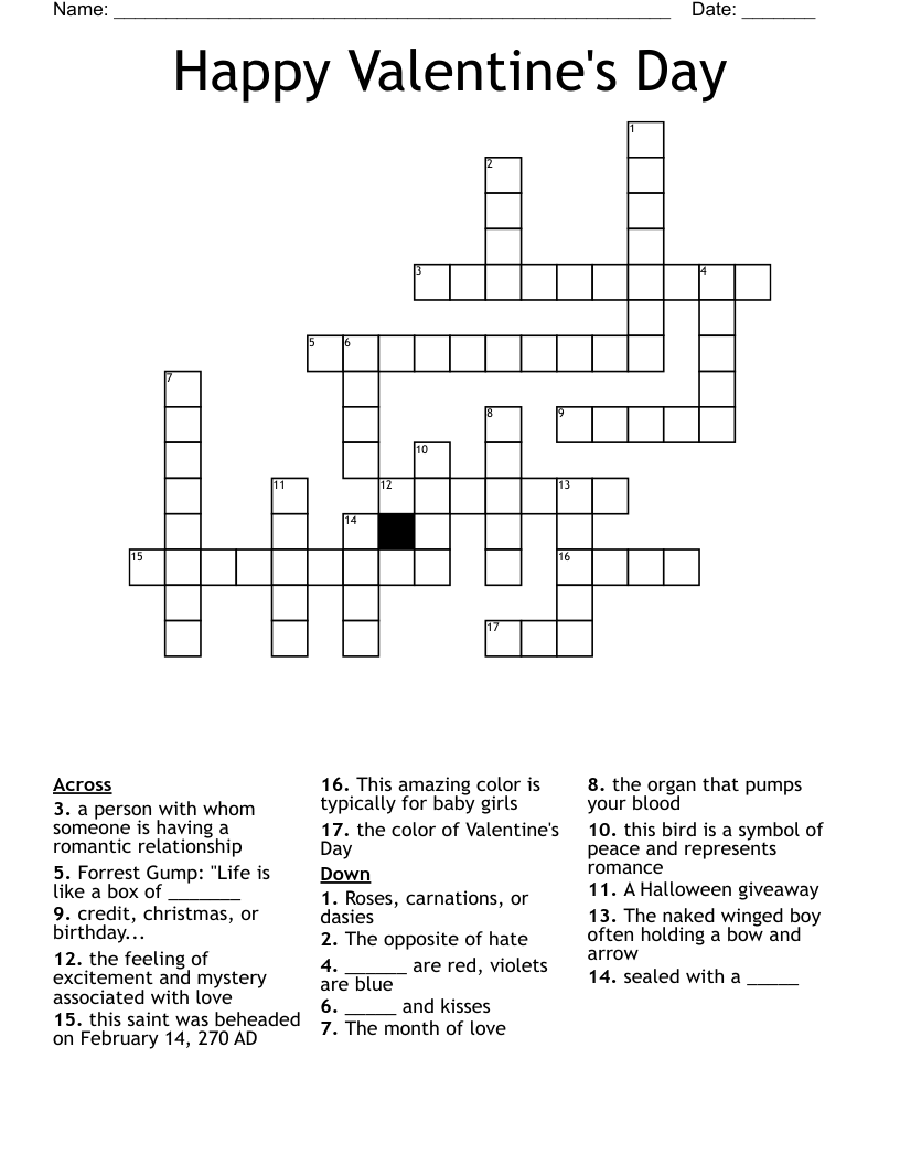 Happy Valentine's Day Crossword