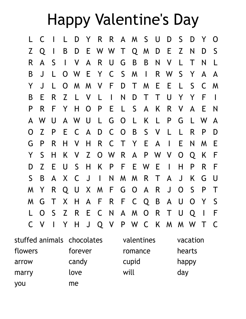 Happy Valentine's Day Word Search