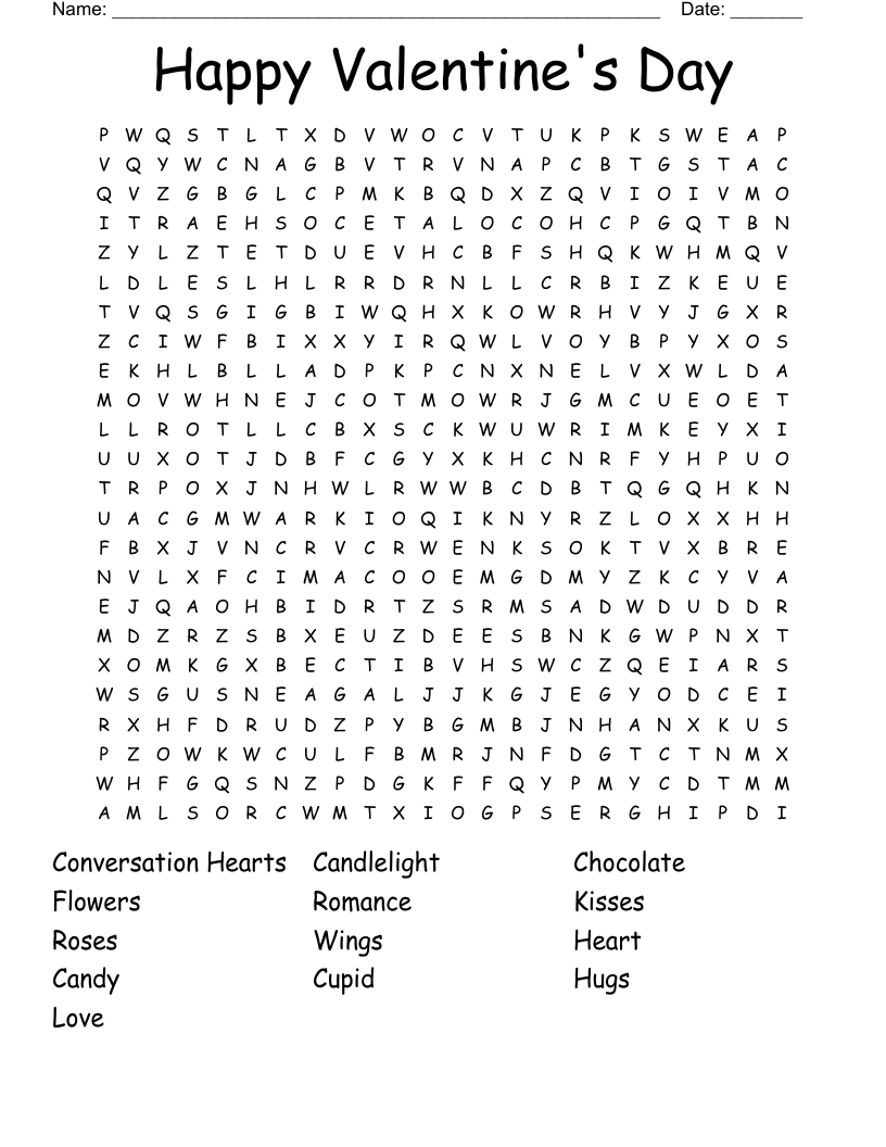 Happy Valentine's Day Word Search