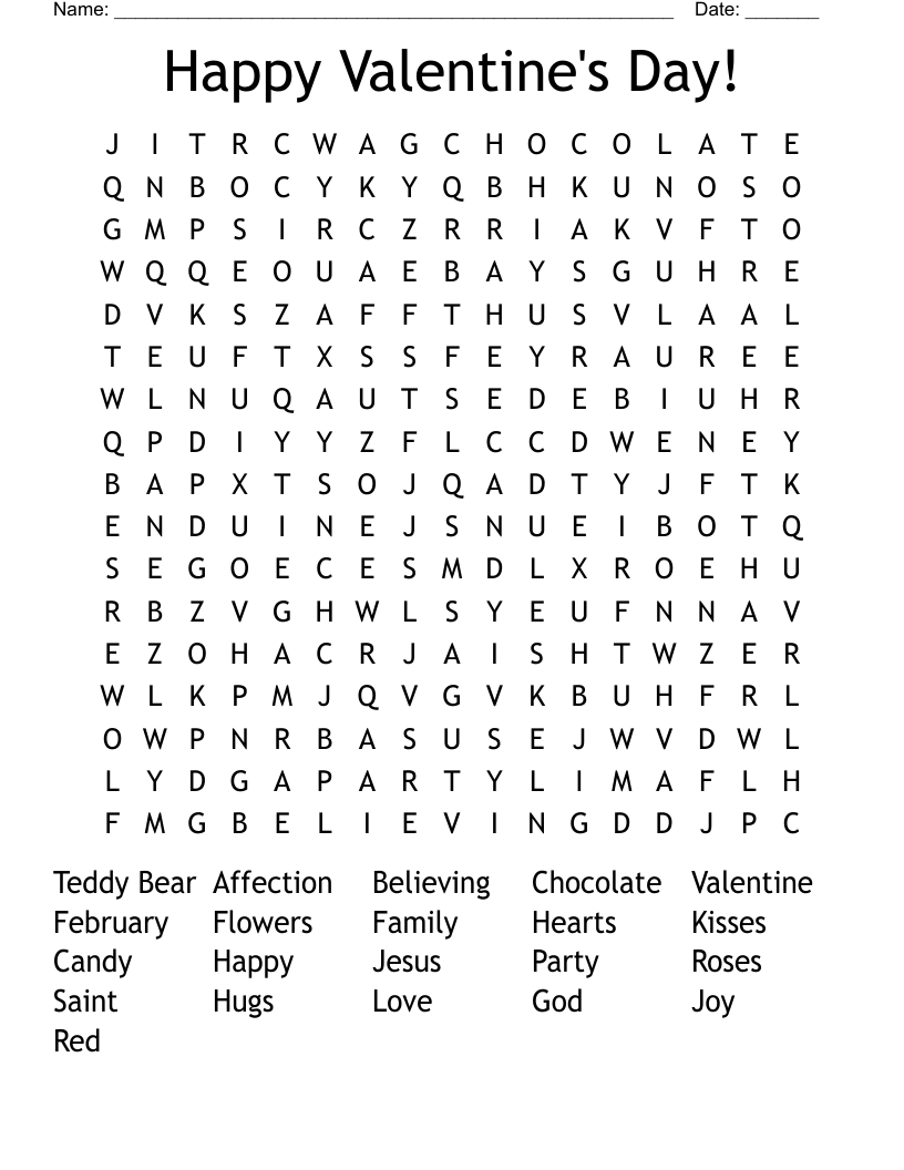 Happy Valentine's Day! Word Search