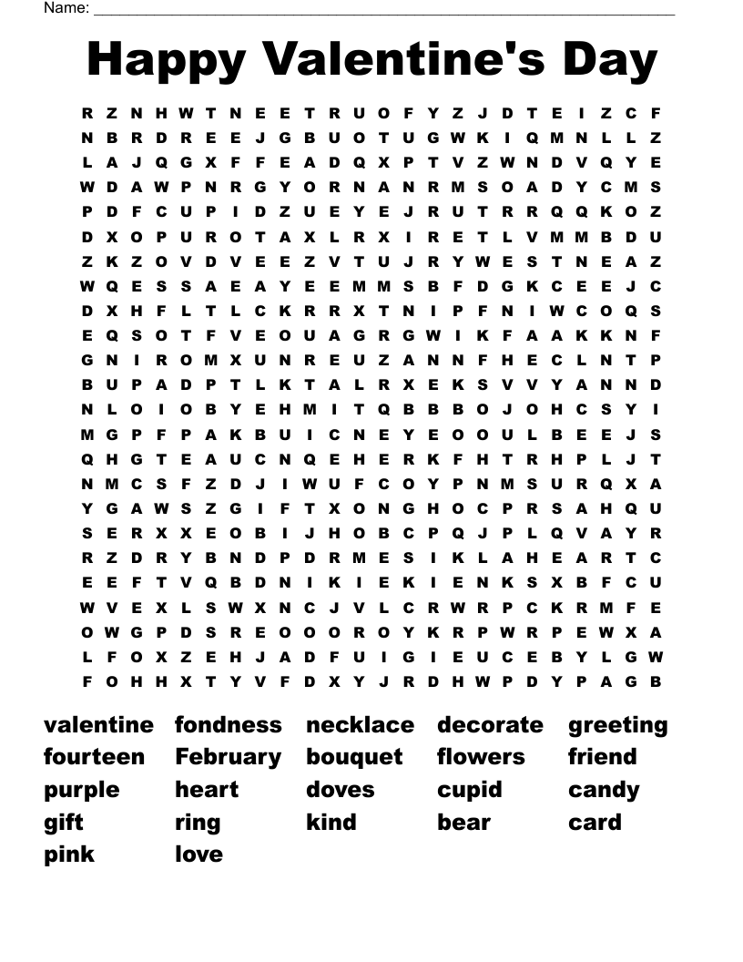 Happy Valentine's Day  Word Search