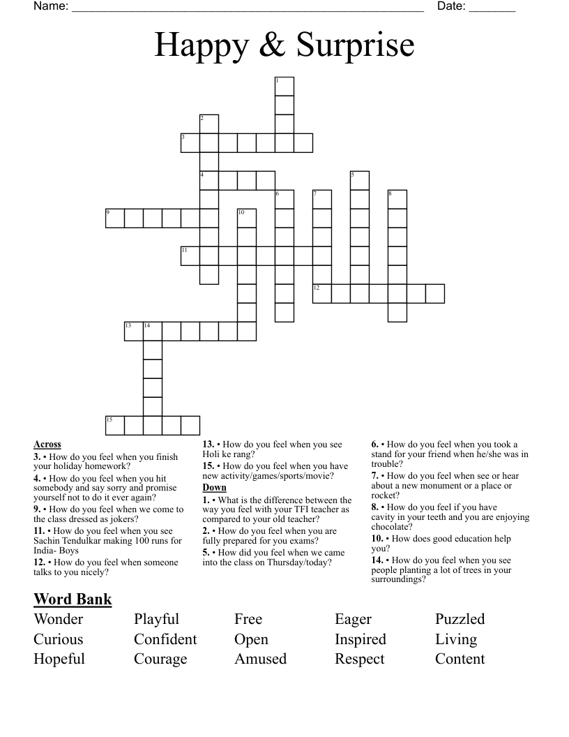 Happy & Surprise Crossword