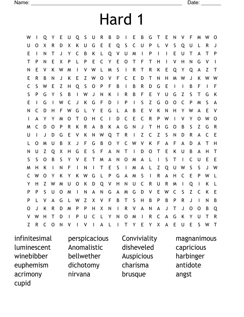 Hard 1 Word Search