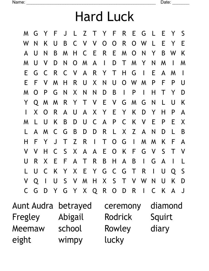 Hard Luck Word Search