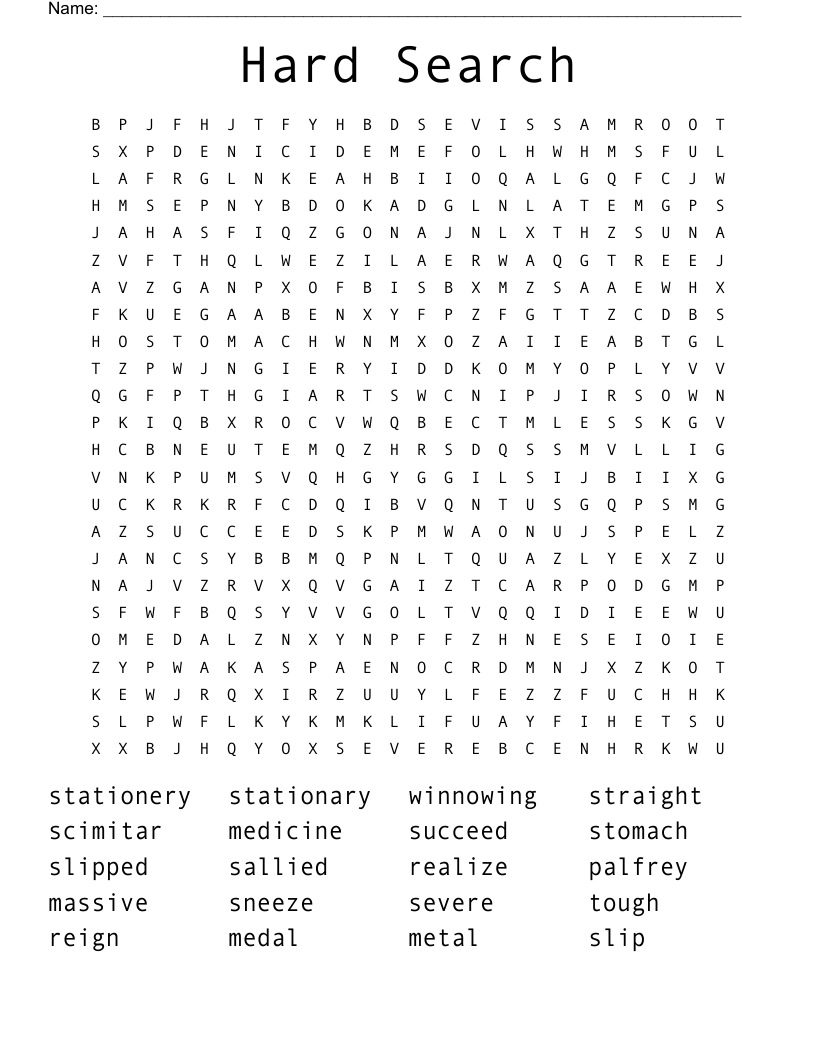 Hard Search Word Search