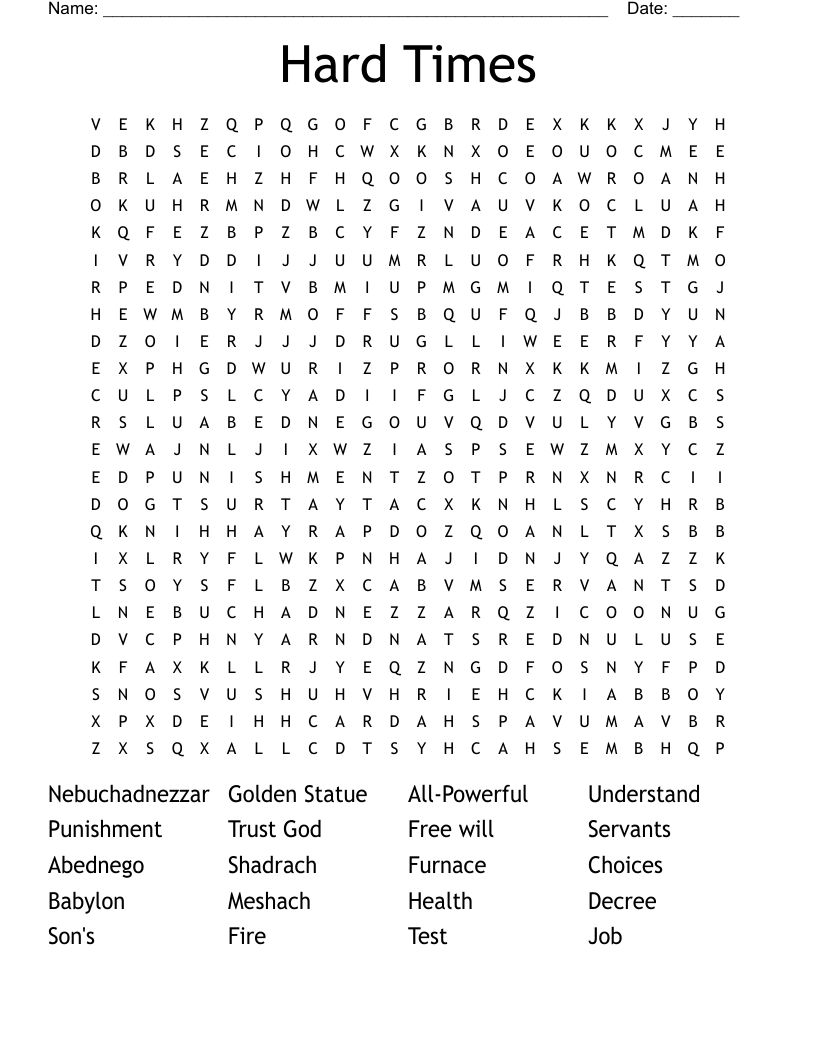 Hard Times Word Search
