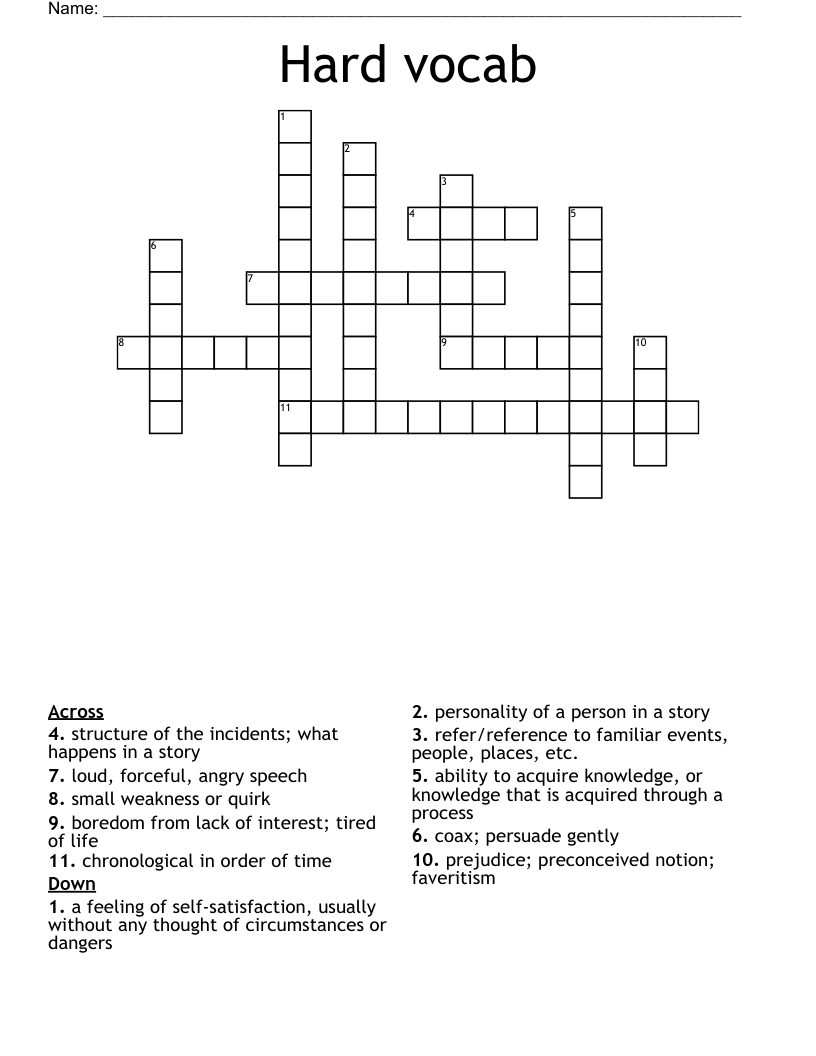 Hard vocab Crossword