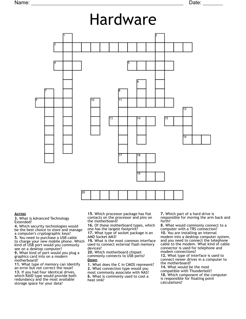 Hardware Crossword