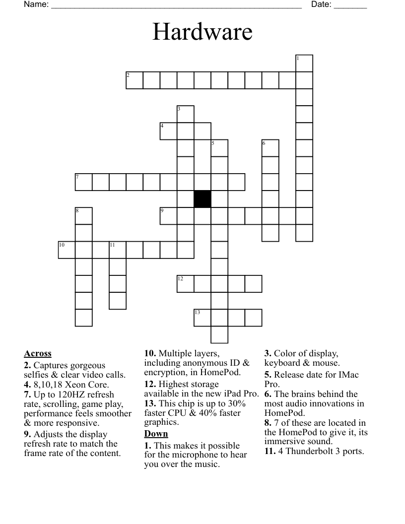 Hardware Crossword