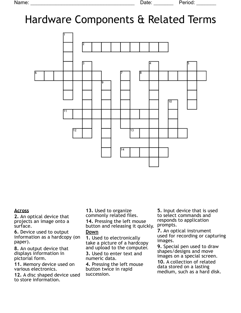Hardware Components & Related Terms Crossword