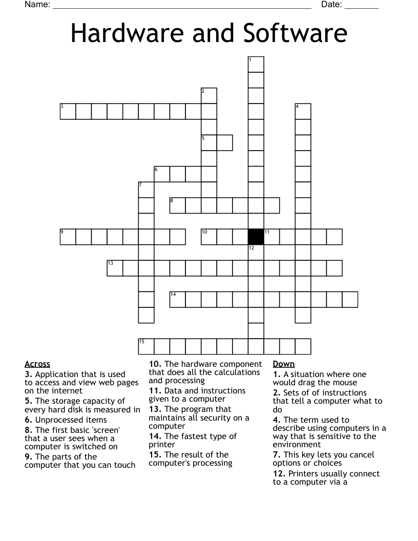 Hardware and Software Crossword