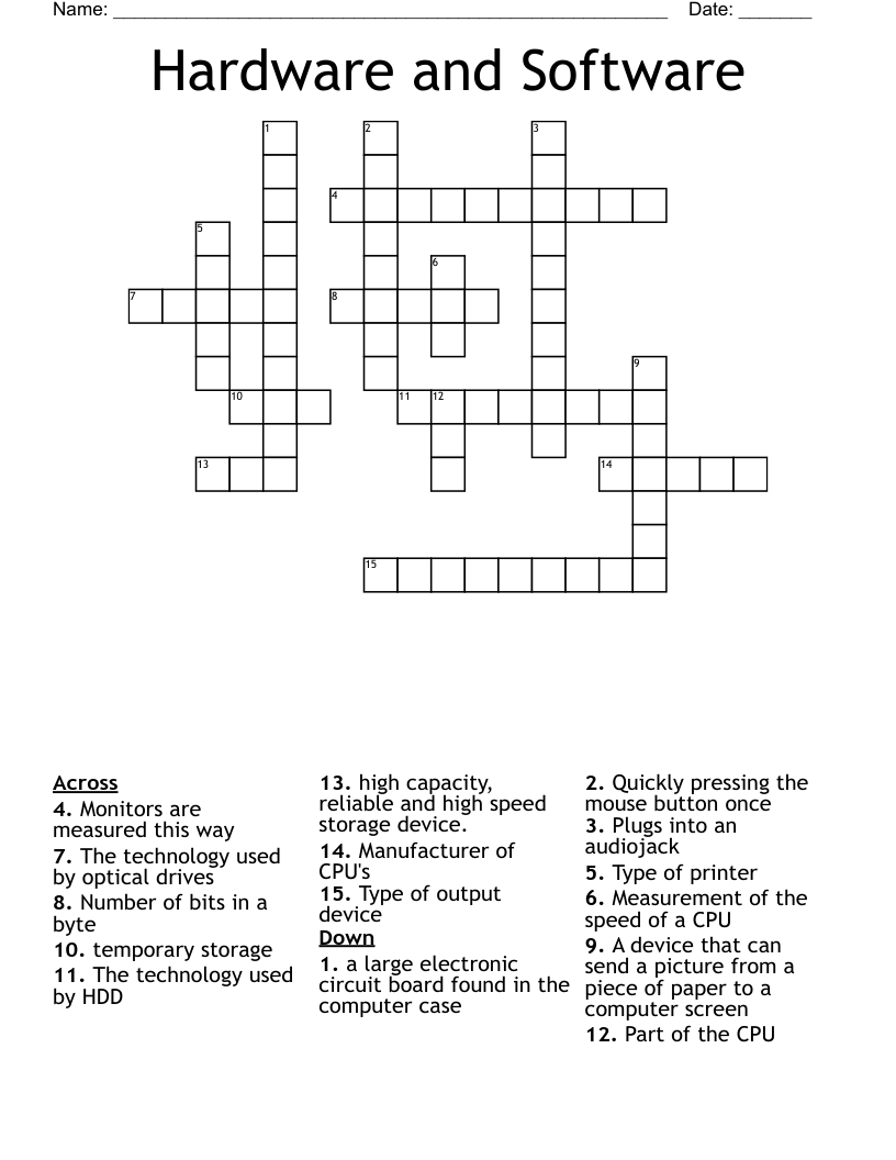 Hardware and Software Crossword