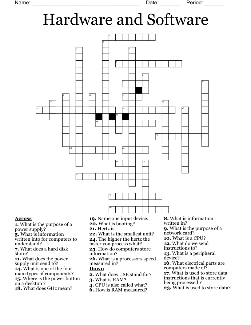 Hardware and Software Crossword