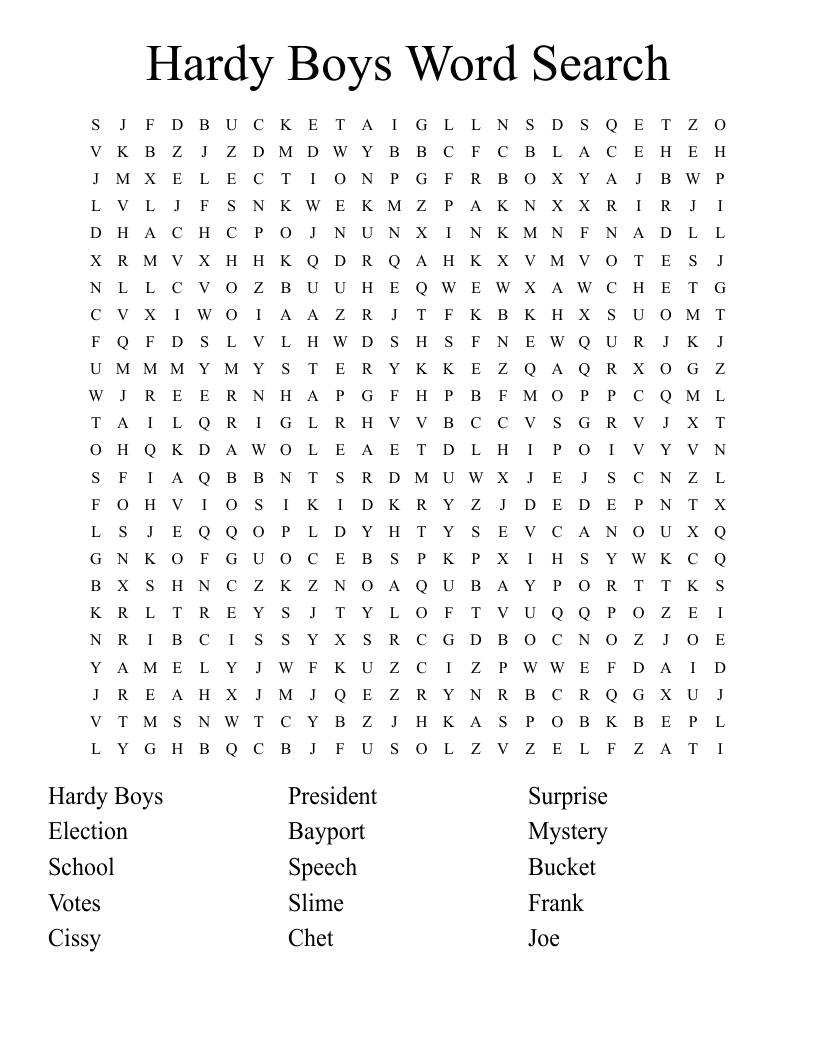 Hardy Boys Word Search