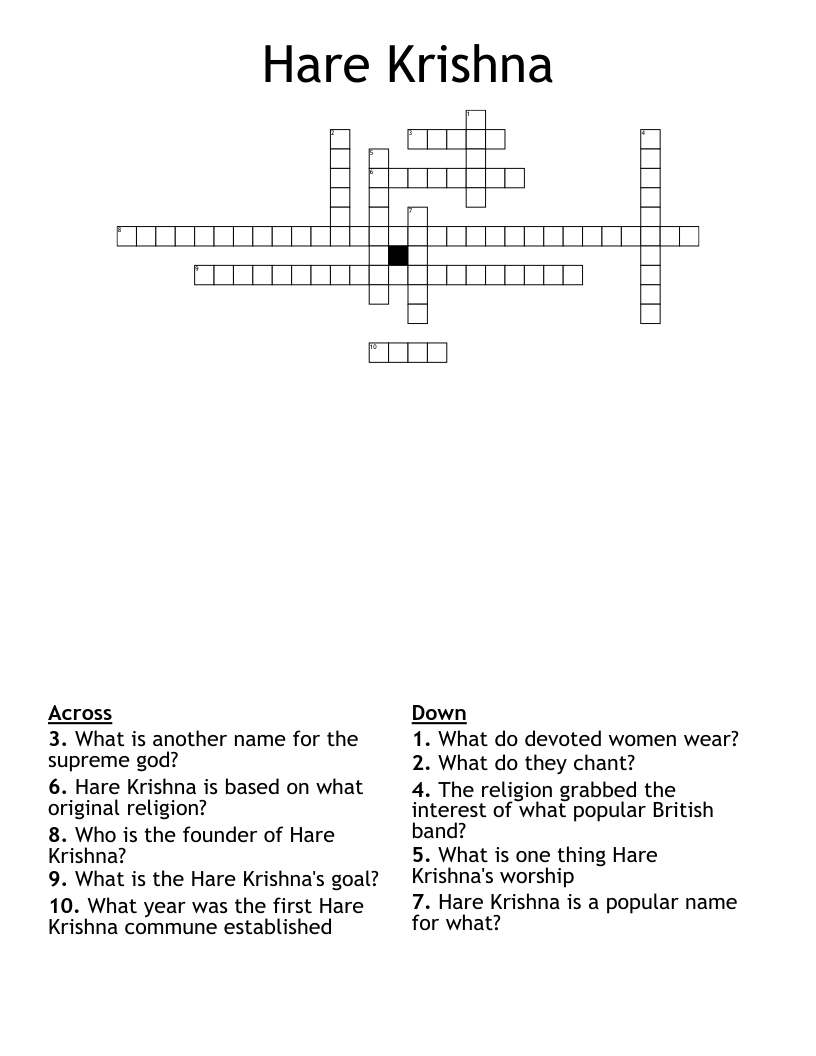 Hare Krishna Crossword